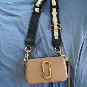 Marc Jacobs Beige Crossbody Bag with Black Strap